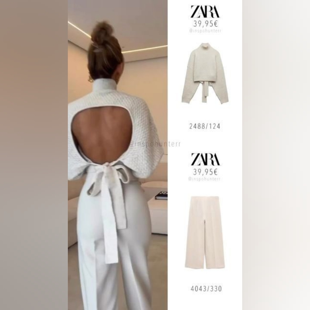 Zara High Rise Wide Leg Pants Stone Color Sz XS 4043/330